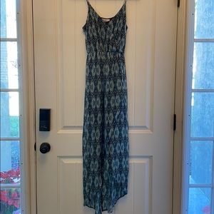 Blue patterned hi-low dress
